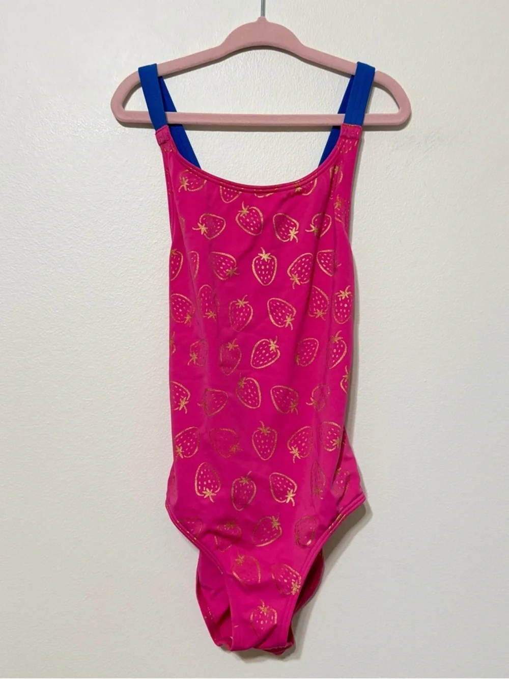 Mini Boden Pink Strawberry Swimsuit 7-8 years one piece girls